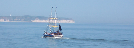 The Pirate Ship heading out to sea